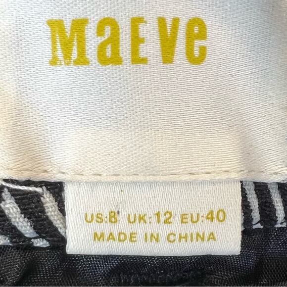 Maeve Anthropologie Striped Button Front Skirt 8 Fieldnotes Black White Tribal - Picture 15 of 15